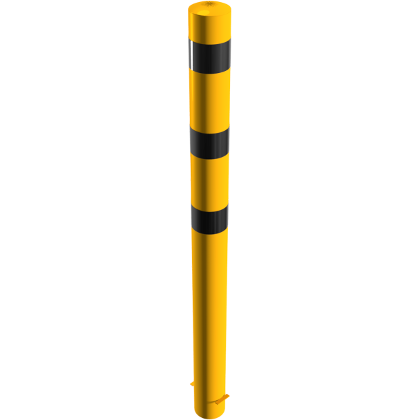 Bollard | steel tube  152 x 3,2 mm | yellow / black | stationary, for casting in concrete | total length: 2000 mm | with welded steel cap